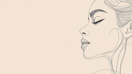Woman's face outlined in minimal lines, embodying grace and empowerment 