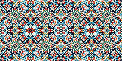 Tribal Thai art traditional abstract seamless pattern