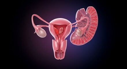 Detailed Female Reproductive System Anatomy. AI Generated