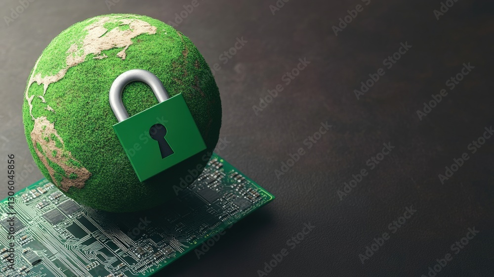 Aufkleber close-up of a padlock placed on a circuit board highlighting the importance of digital security in m