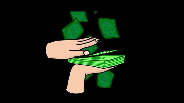 Money animation, money in hand, take my money emote, 2d animation