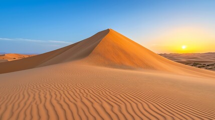 Golden Hour Desert Dune Landscape Sunset Panorama