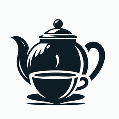 vector illustration of teapot with cup