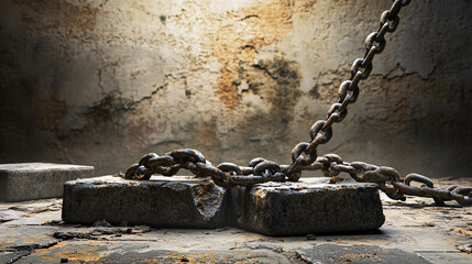 Shattered Chains: Ancient Philippian Jail Foundations on Granite Blocks with Expansive Copy Space