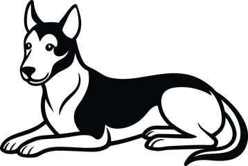 Dog lying down premium quality silhouette vector illustration, Dog lying down line art vector, Dog lying down vector logo icon