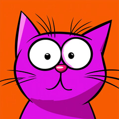Obraz premium cute cartoon cat portrait illustration isolated on orange background