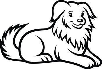 Dog lying down premium quality silhouette vector illustration, Dog lying down line art vector, Dog lying down vector logo icon