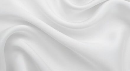 Fototapeta premium Soft white fabric drapes elegantly showing subtle light reflections. AI Generated