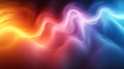 Obraz premium Vibrant abstract gradient with swirling waves in warm and cool colors.