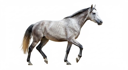 Obraz premium Elegant Grey Horse Walking Studio Shot. AI Generated