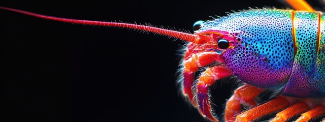 Vibrant rainbow lobster close-up.