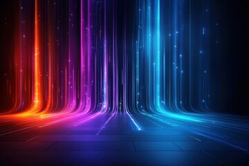 Dynamic light streams abstract realm digital art dark blue environment futuristic viewpoint cosmic concept