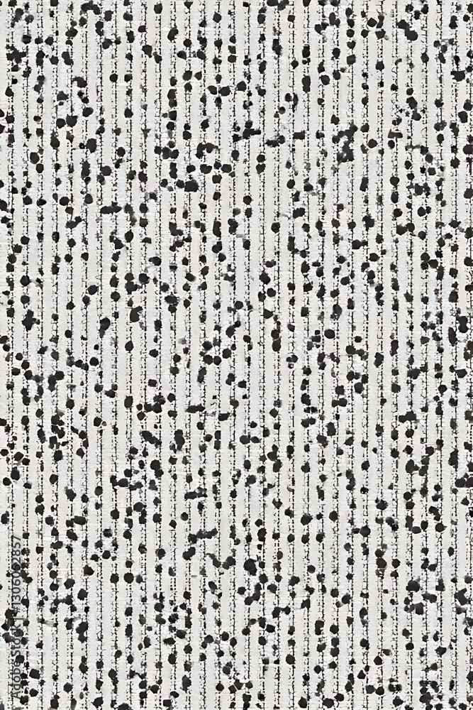Poster a speckled texture pattern displays black dots upon vertical gray lines background.