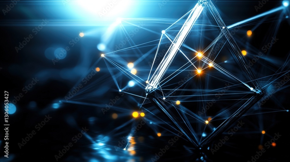 Poster an abstract blue and black background with soft light creating an enigmatic and mysterious visual ex