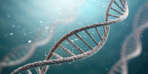 Macro shot of spiral DNA with a shallow depth of field for blur effect, scientific image, genetics