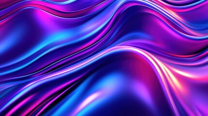 Obraz premium Abstract wavy fluid shapes with vibrant colors and reflective surfaces