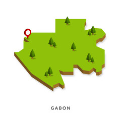 Isometric Map of Gabon. Simple 3D Map. Vector Illustration - EPS 10 Vector