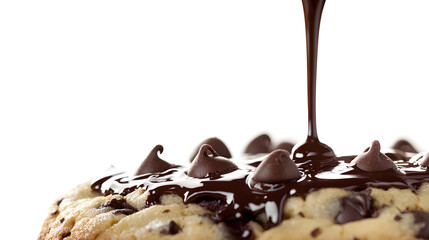 Glossy Dark Chocolate Drizzle Over Soft Cookie Creating A Melted Chocolatey Delight