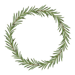 Hand-painted watercolor rosemary wreath. Perfect for packaging, branding, labels, menu design, and botanical-themed projects. Elegant and natural decoration.