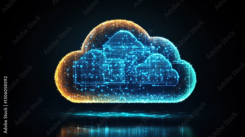 Poster ethereal cloud with glowing lines and soft light creating a dreamy atmosphere in a digital conceptua