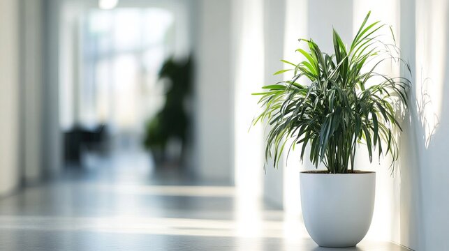 Modern office lobby with clean design, conveying simplicity and professionalism in a serene workspace.
