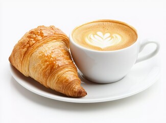 Classic French Breakfast with Cappuccino and Croissant