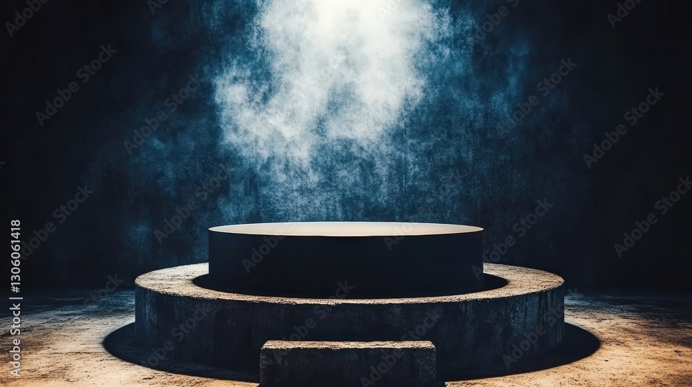 Poster illuminated round table with soft light emitting from below creating a warm and inviting atmosphere 
