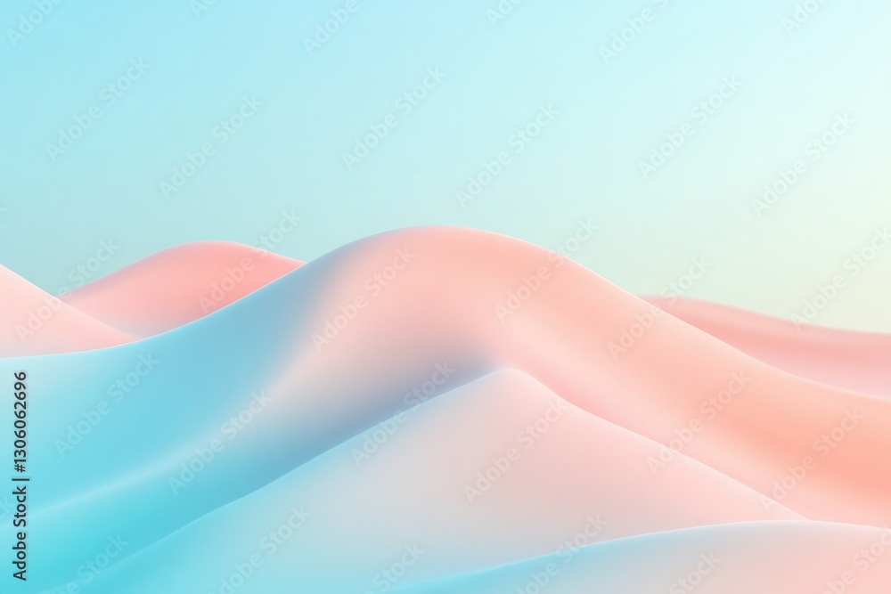 Poster soft flowing abstract gradient with gentle transition from pastel pink to light blue creating serene