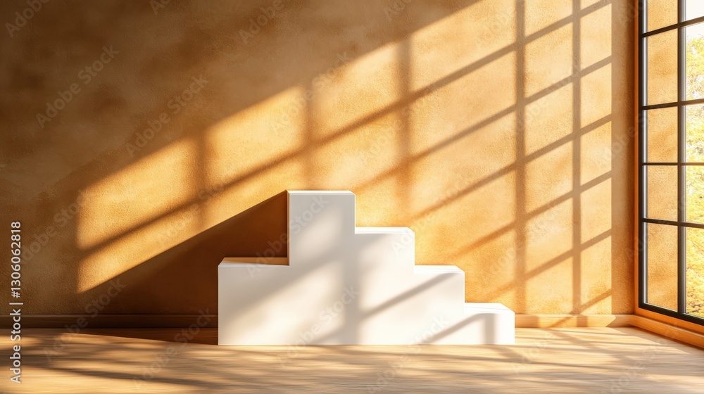 Aufkleber a bright room featuring a large window and a staircase creating a welcoming and spacious atmosphere 