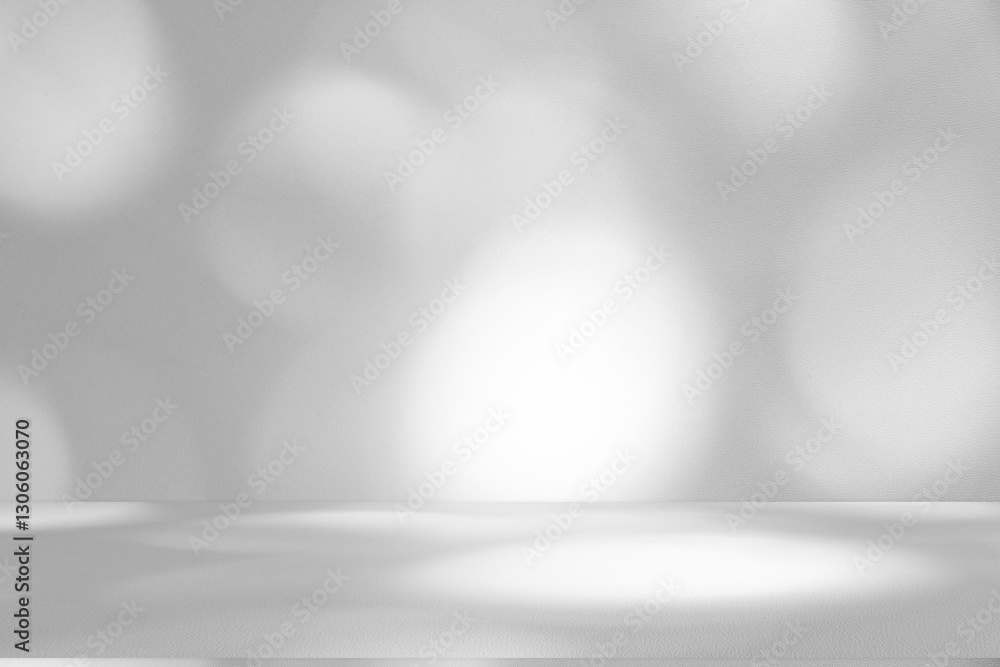 Poster Wall interior background, studio and backdrops show products.with shadow from window color white and grey. background for text insertion and presentation product	