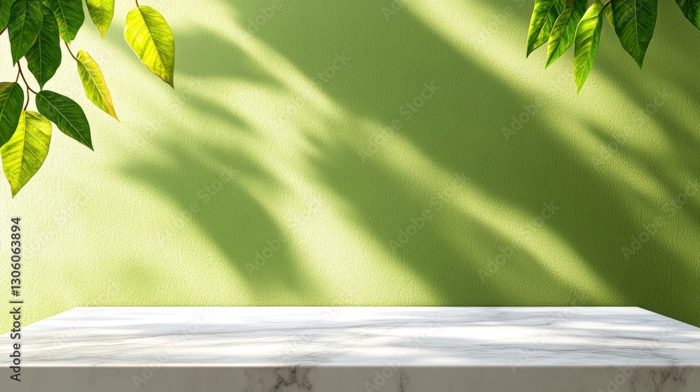 Poster elegant table setting featuring a lush green plant creating a serene and inviting atmosphere for ind