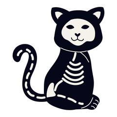 Cute Cat Halloween Illustration on White Background. Vector Character.