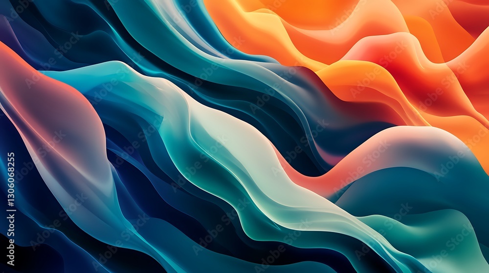 Aufkleber dynamic flow: an abstract composition of contrasting fluid forms