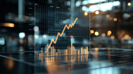 Business growth trends analyzing data visualizations in a modern office environment