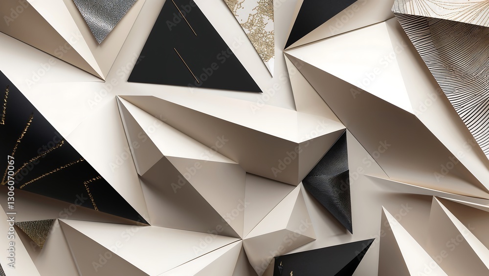 Aufkleber high-end brochure design featuring a predominance of triangular forms, subtle geometric patterns,