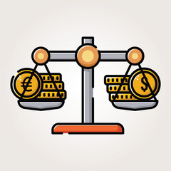 scales dollar and euro balance icon vintage vector illustration design