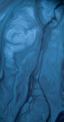 Fototapeta premium Paint background. Cloud ink. Defocused blue color water fluid chemical liquid stains flowing on abstract dark black creative wet art.