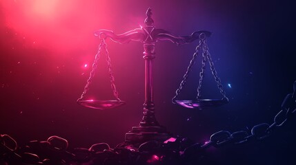 International Anti-Corruption Day Representation with Scales and Broken Chains on a dark background. World Day of Social Justice