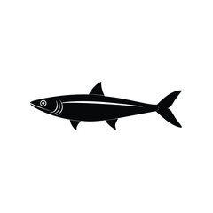 Anchovy Silhouette Vector Art | Black Color Anchovy Fish Illustration Design