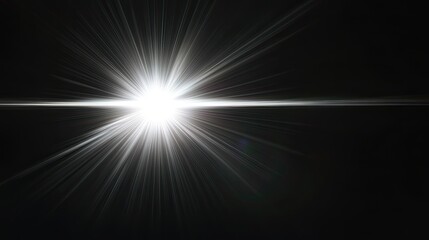 A bright white flash in the center, spreading light rays outwards against a dark background with ample space for copy.