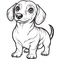 Dachshund dog coloring page for kids realistic style art fun activity indoor engaging concept