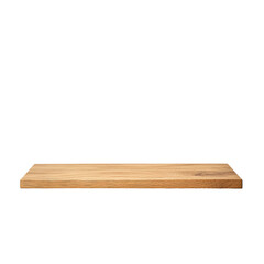 A smooth wooden shelf with a natural finish, designed for display or storage. isolated on white background.