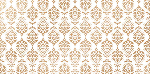 Damask seamless pattern golden colors isolated white backgrounds for Elegant luxury texture wallpapers, page fill, books covers, Digital interfaces, prints templates material cards invitation elements