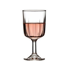 A delicate glass filled with pink liquid, showcasing elegant contours and a refined base. isolated on white background.