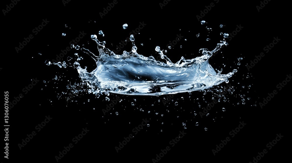 Aufkleber a pure clear water splash with droplets frozen in time, creating an elegant background with space fo