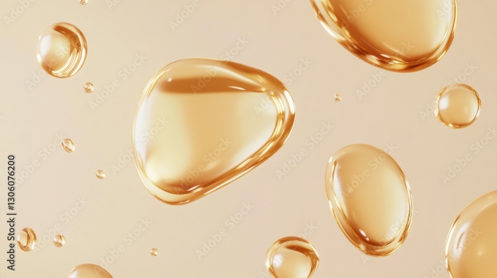 Canvas Prints transparent amber droplets on soft beige background for design use