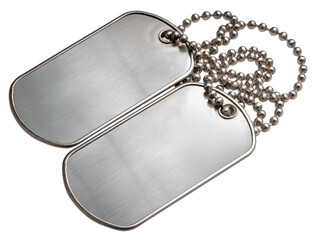 Blank Dog Tags isolated on white background. Blank Dog Tags on white background PNG File.