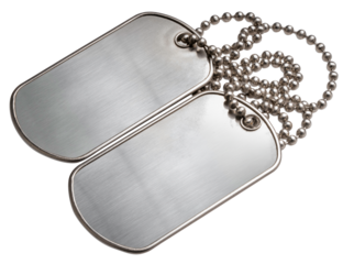 Blank Dog Tags isolated on white background. Blank Dog Tags on white background PNG File.