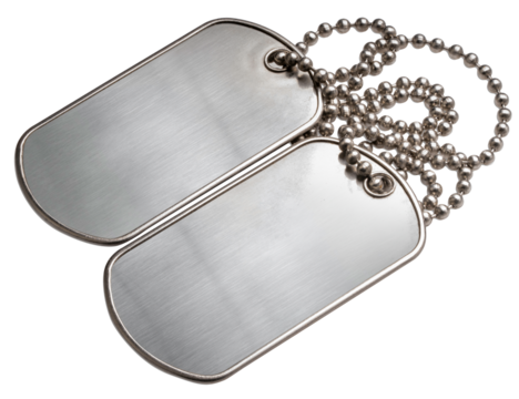 Blank Dog Tags isolated on white background. Blank Dog Tags on white background PNG File.