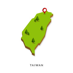 Isometric Map of Taiwan. Simple 3D Map. Vector Illustration - EPS 10 Vector